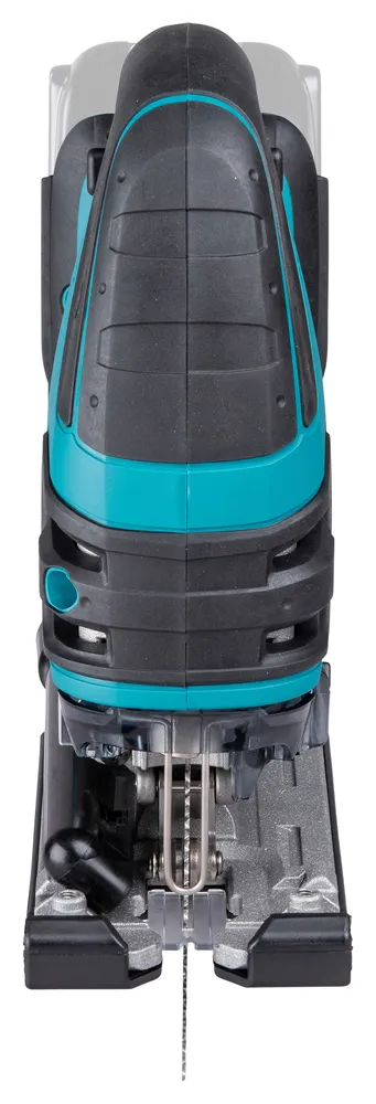 Pildil on näha Makita akutööriista, täpsemalt Makita akutikksaag DJV180Z, millel puudub aku ja laadija.