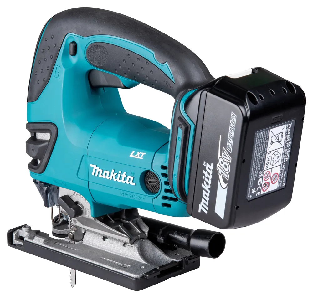 Pildil on Makita akutööriist DJV180Z, mis on akutikksaag, millel on eemaldatav aku.