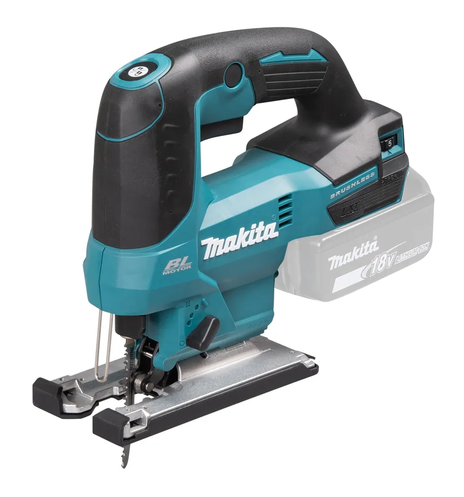 Pildil on kujutatud Makita akutööriist DJV184Z, mis on aku-tikksaag, millel puudub aku ja laadija.
