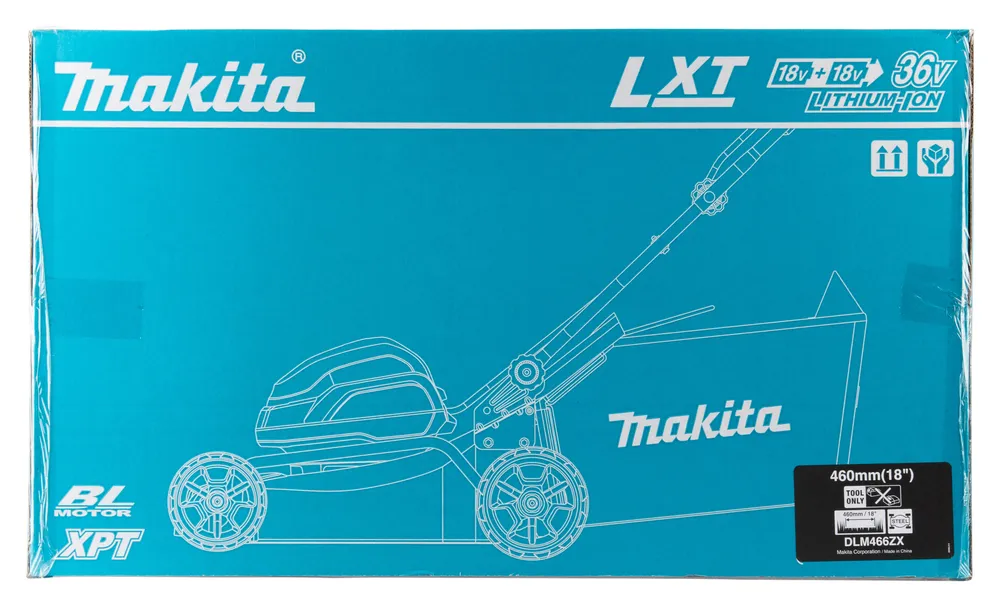 Makita cordless lawnmower DLM466ZX, without battery and charger
