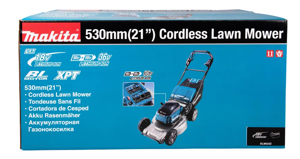 Makita cordless lawnmower DLM533Z, without battery and charger