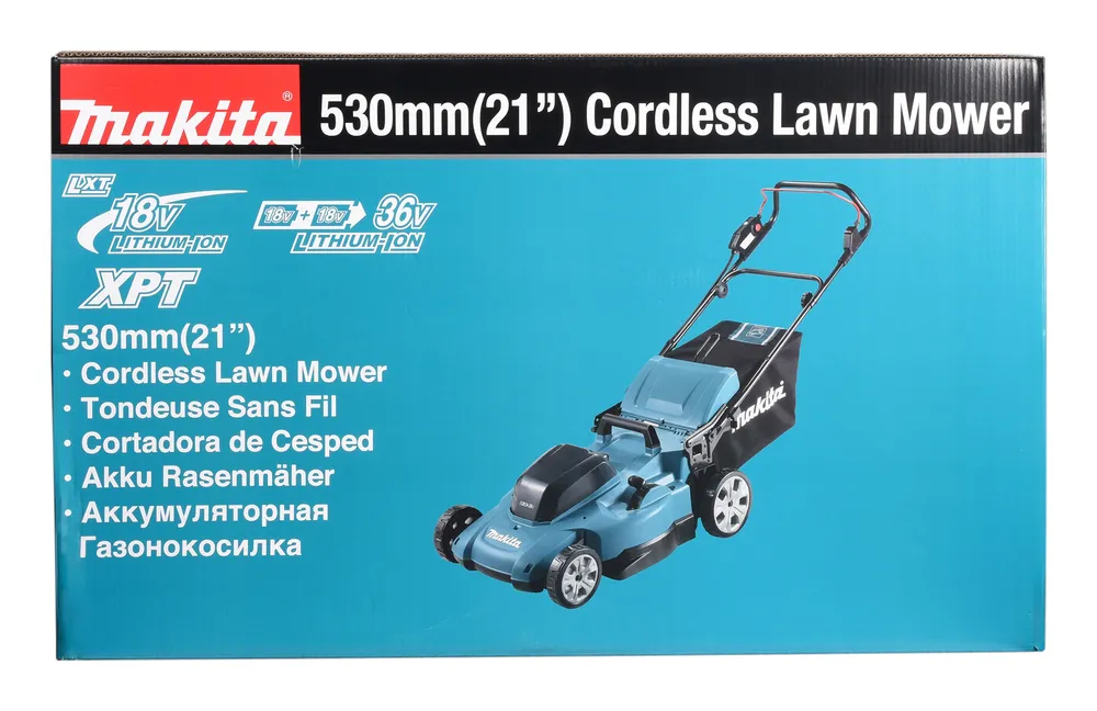 Pildil on Makita akumuruniiduki DLM538Z pakend, millel on selgelt näha brändi nimi ja toote tüüp.