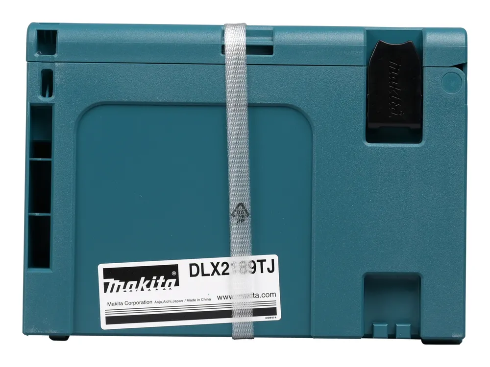 Pildil on Makita combokit DLX2189TJ komplekt karbis, millel on peal brändi logo ja tooteinfo.