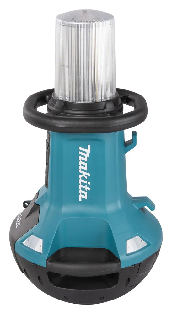 Pildil on Makita akulamp DML810, millel on ere LED valgus ja käepidemed.