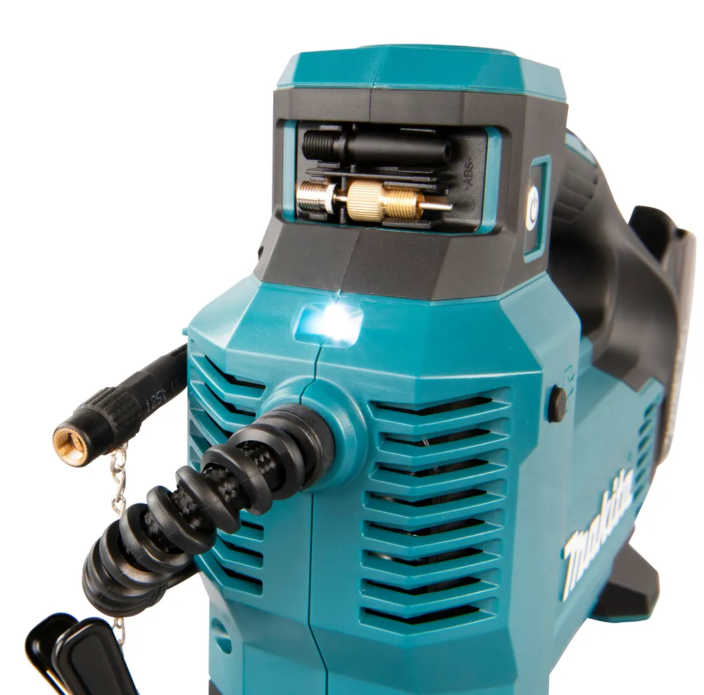 Makita DMP181Z akupump, mis on pildil näha, on kompaktne ja võimas tööriist rehvide või muude täispuhutavate esemete...