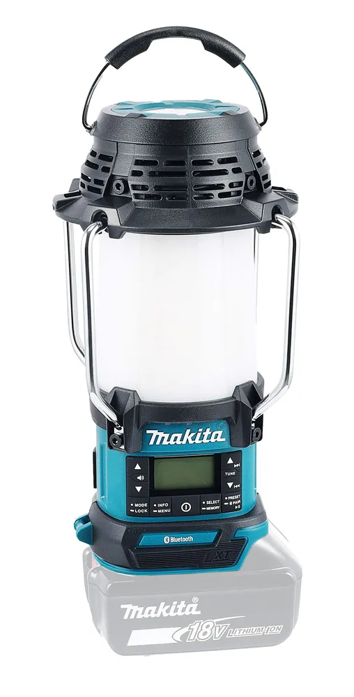 Pildil on Makita akulamp-raadio DMR056 ilma aku ja laadijata.
