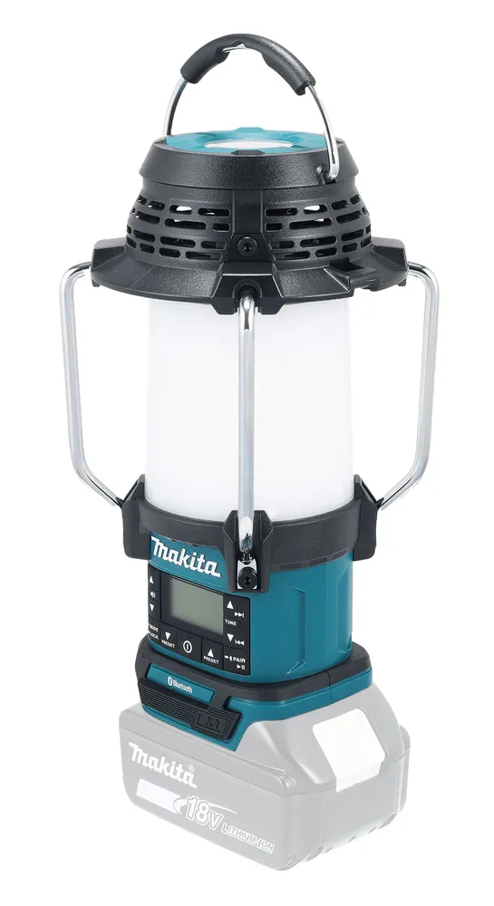 Pildil on Makita akulamp-raadio DMR057 ilma aku ja laadijata.