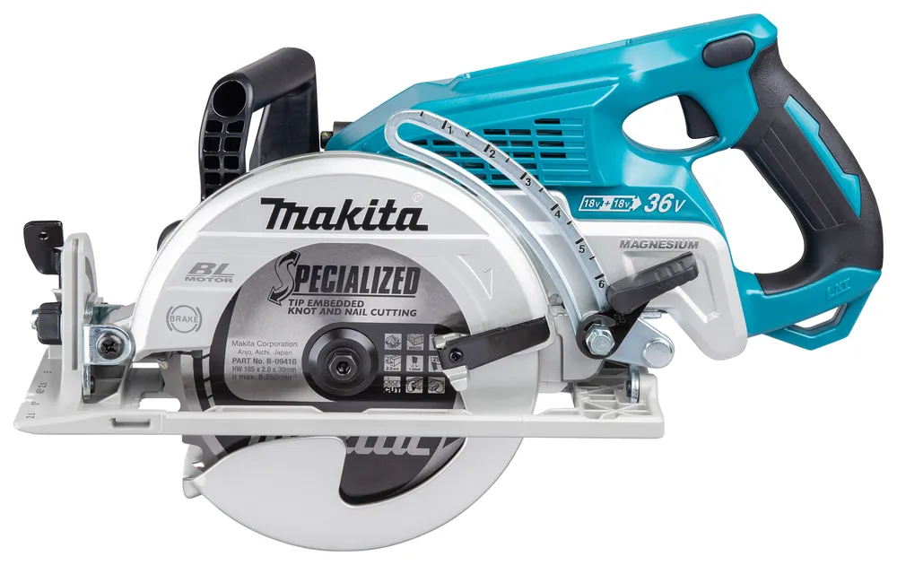 Pildil on Makita akuketassaag DRS780Z, millel on terasest saeketas ja sinised detailid.