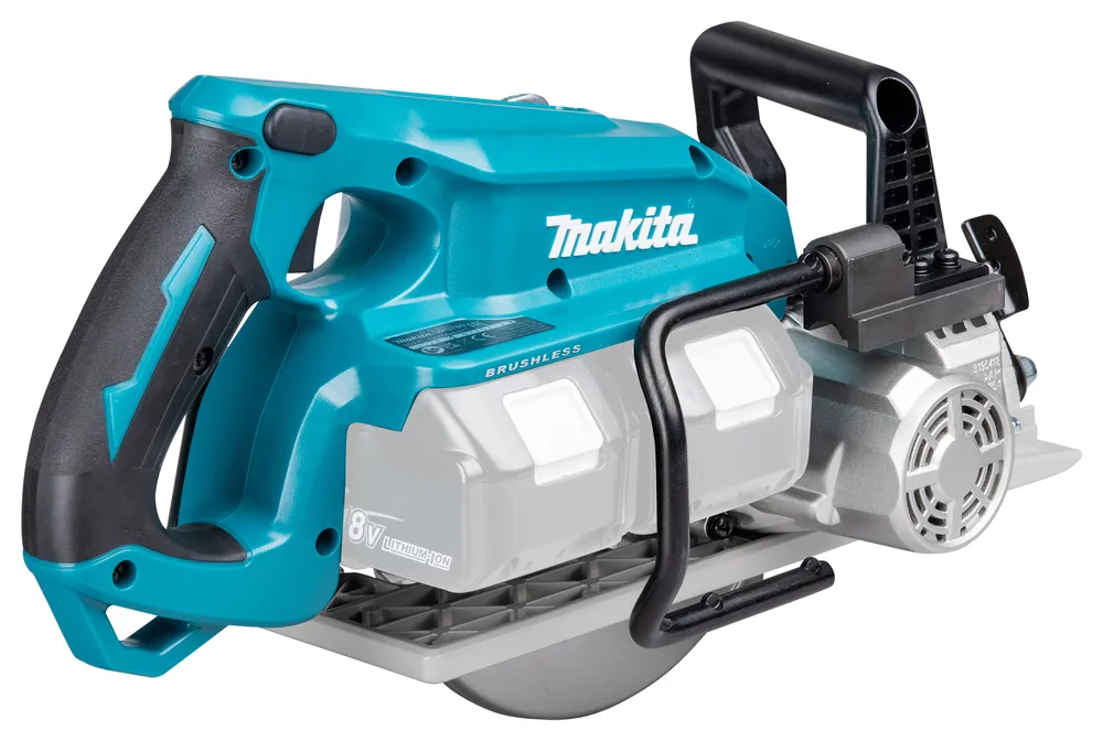 Pildil on Makita akuketassaag DRS780Z, mis on ilma aku ja laadijata, näidates tööriista korpust ja mootorit.