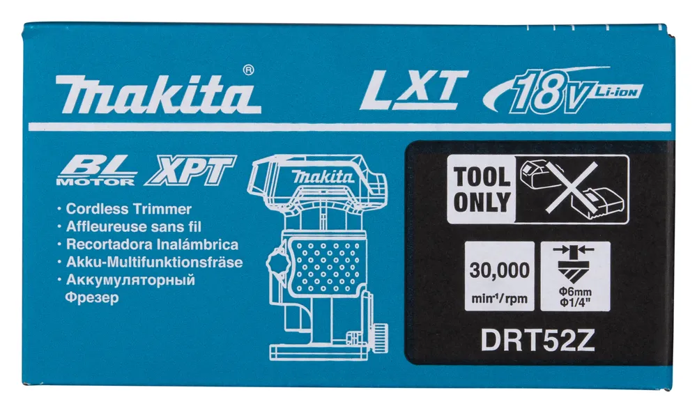 Makita akumulatora augšējais frēze/malu frēze DRT52Z, bez akumulatora un lādētāja