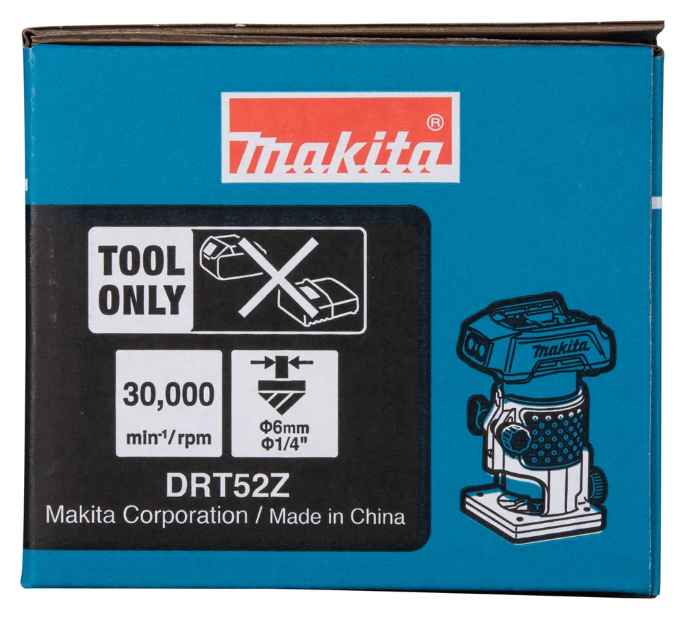 Makita akumulatora augšējais frēze/malu frēze DRT52Z, bez akumulatora un lādētāja