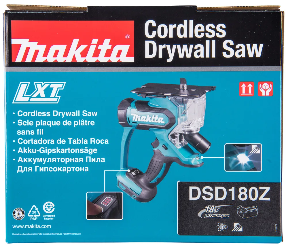 Pildil on Makita akukipsplaadi lõikur DSD180Z.