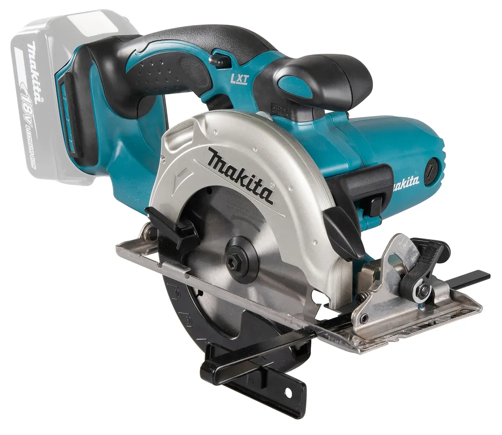 Pildil on Makita akuketassaag DSS501Z, mis on musta ja türkiissinise värviga ning millel on näha saeketas, tera kaitse ja...