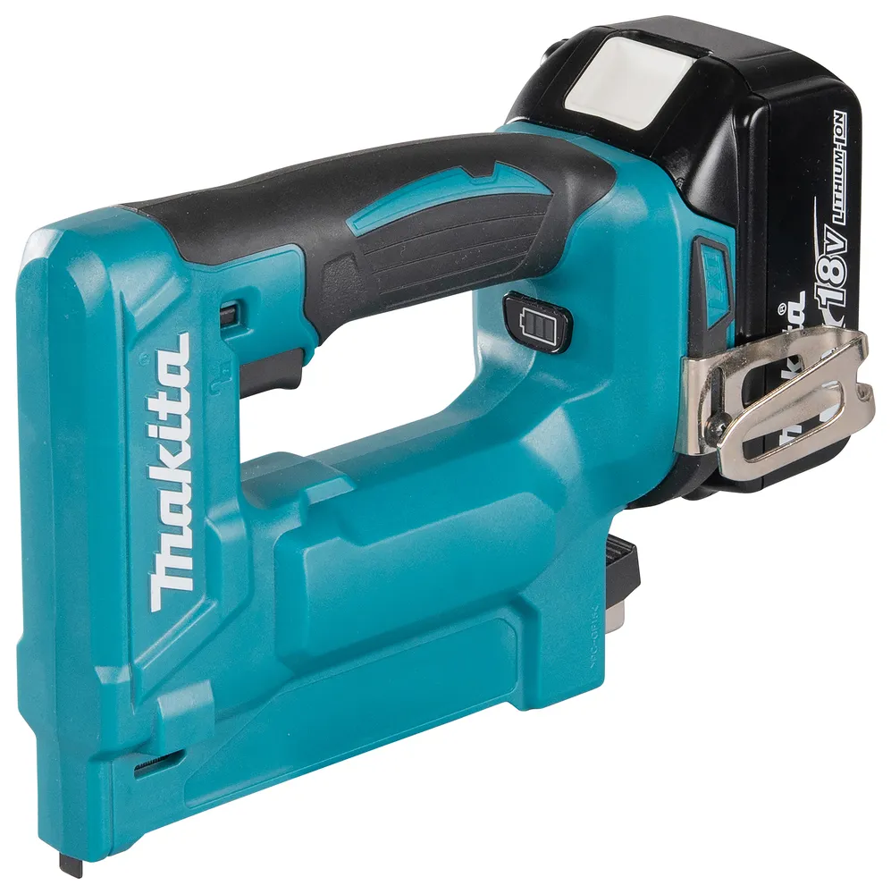 Pildil on Makita akuklambrilööja DST112Z, millel on sinine korpus ja must kummist käepide.