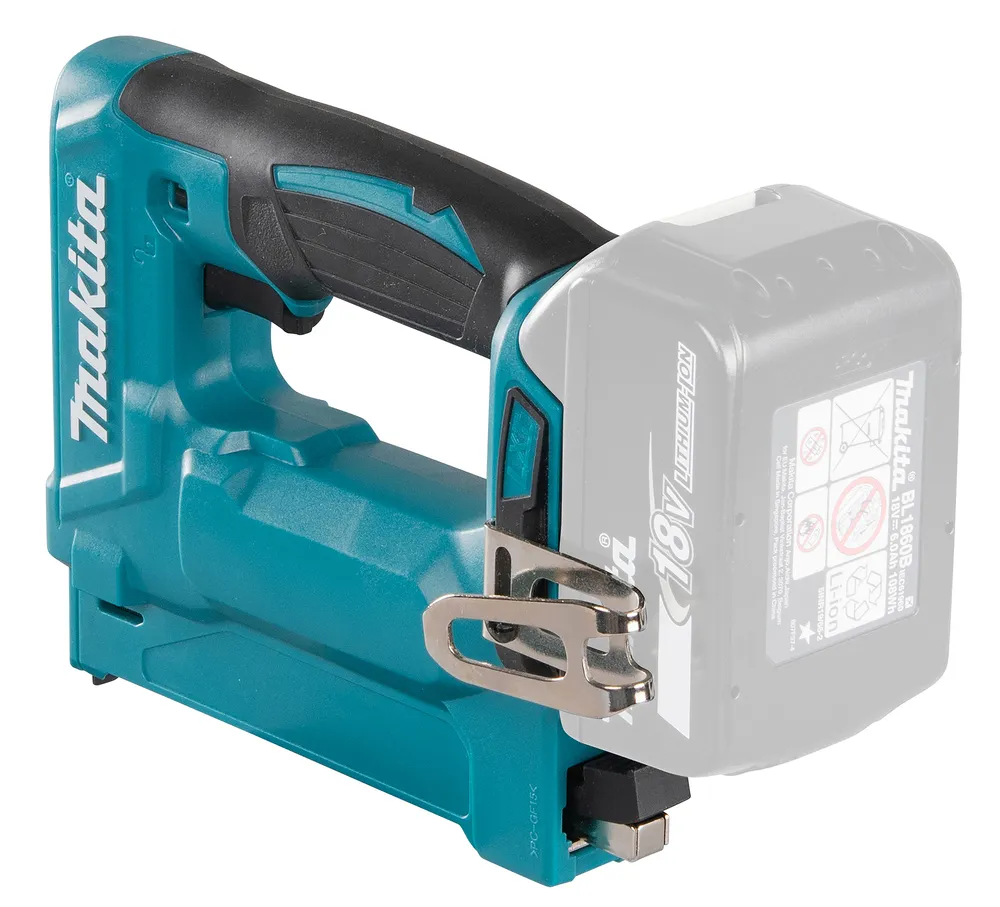 Pildil on Makita DST112Z akuklambrilööja, mis on kompaktne ja ergonoomiline tööriist klambrite löömiseks.