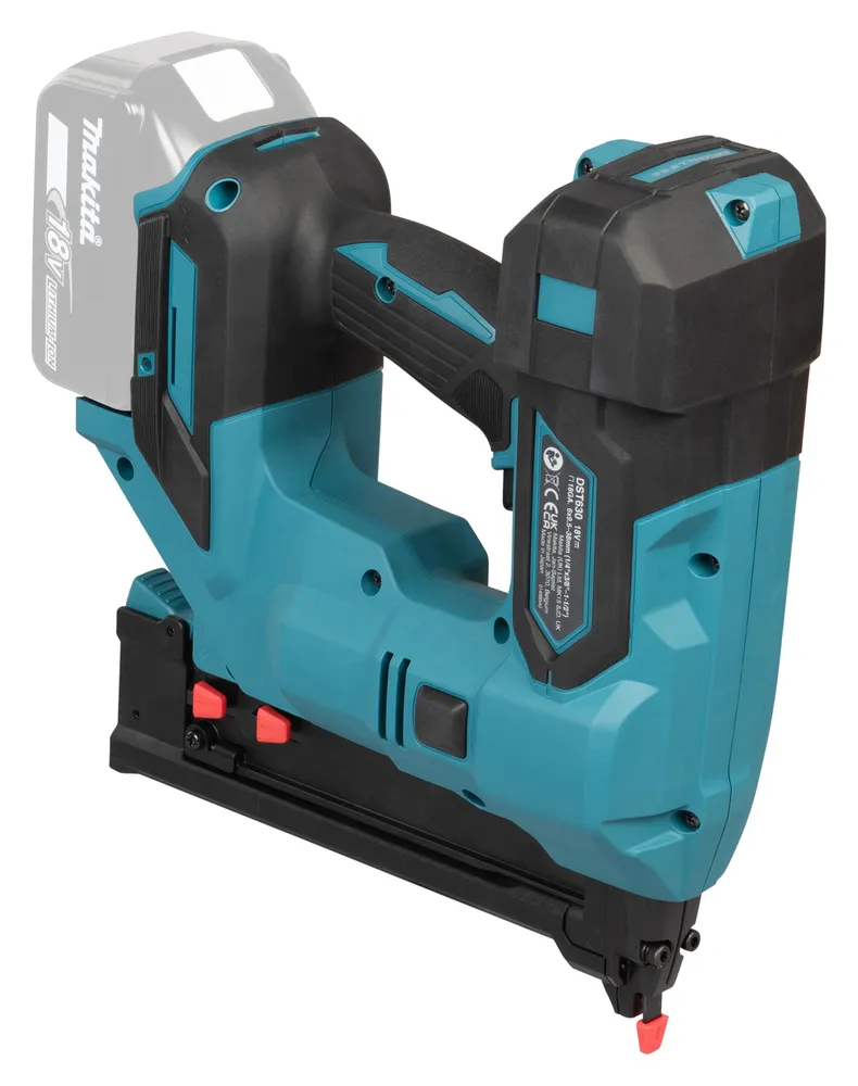Pildil on Makita akuklambripüstol DST630ZJ, mis töötab 18V akuga.