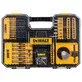 Pildil on DeWalt tarvikute komplekt, mis sisaldab 102 osa, sealhulgas puure, otsikuid ja muid tööriistu, mis on...