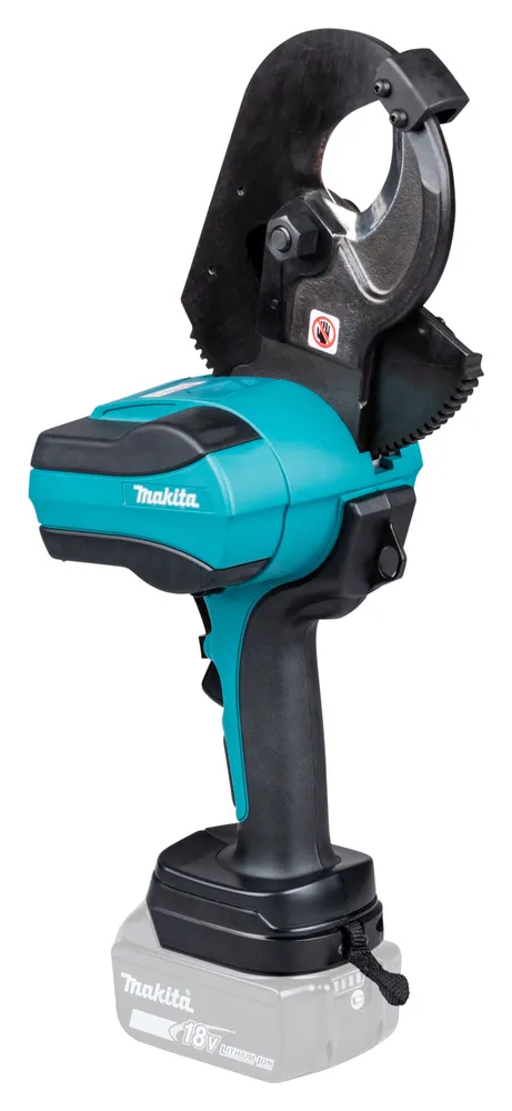 Pildil on näha Makita akutoitel kaablilõikur DTC101ZK, mis on paigaldatud 18V akule.