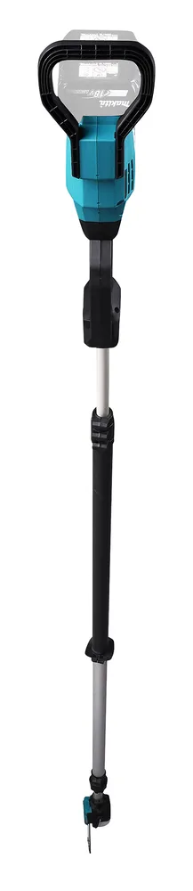 Pildil on Makita akutoitel teleskoop-oksasaag DUA301Z, millel on sinine korpus, mustad detailid ja saekettaga pea.