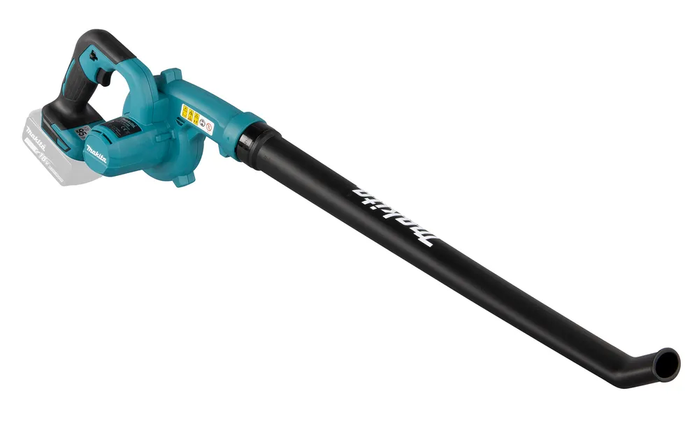 Pildil on Makita akupuhur DUB186ZX1, mis on varustatud musta toruga ja erkrohelise mootoriosaga, mille küljes on 18V aku.