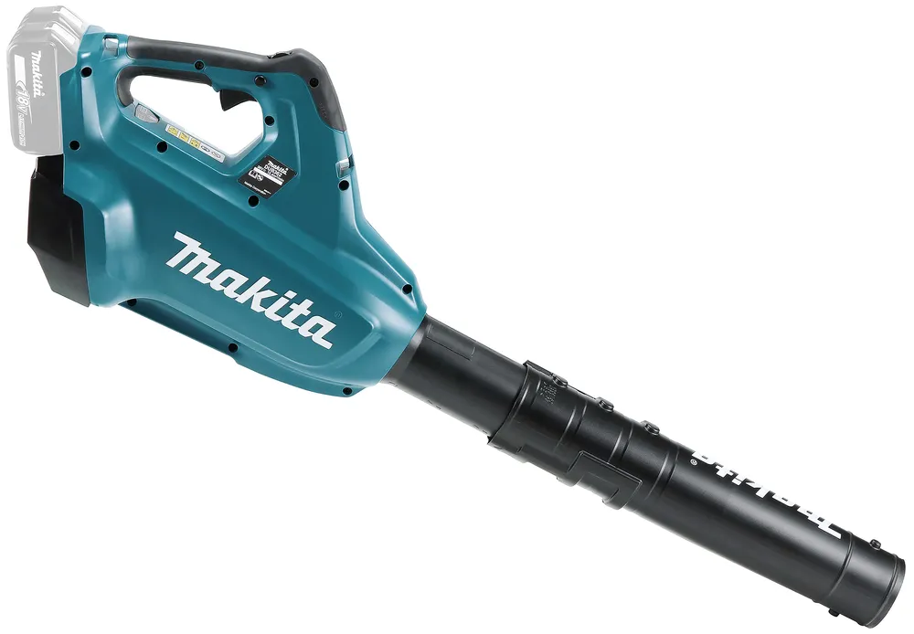 Pildil on Makita akupuhur DUB362Z, millel on iseloomulik sinine korpus ja must toru.