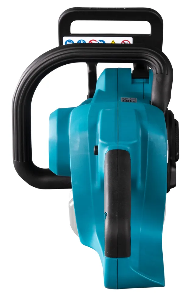 Pildil on näha Makita akukettsaag DUC307Z, mis on kujutatud küljelt.