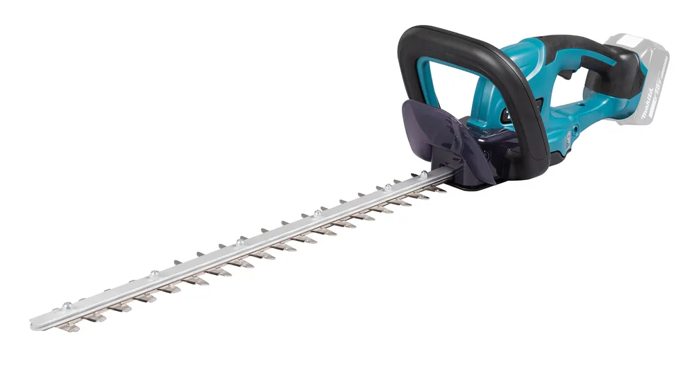 Pildil on Makita akuhekilõikur DUH507Z, millel on terav lõiketeraga osa ja kahekordne käepide.