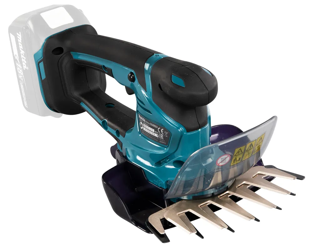 Pildil on Makita akuga murukäärid DUM604ZX, mis on mõeldud täpseks hekkide ja väikeste põõsaste pügamiseks.