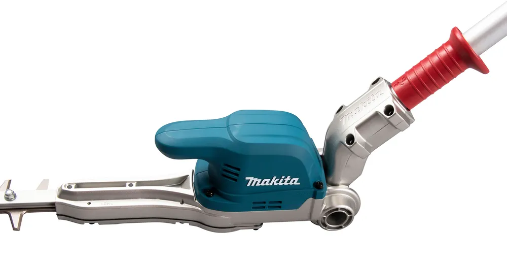 Pildil on Makita akuhekilõikur DUN500WZ, nähtav on tööriista mootor, lõiketerad ja käepide.