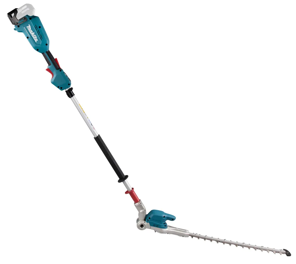 Pildil on Makita akuhekilõikur DUN500WZ, mis koosneb pikendusvarrest, lõikepeast ja akuplokist.