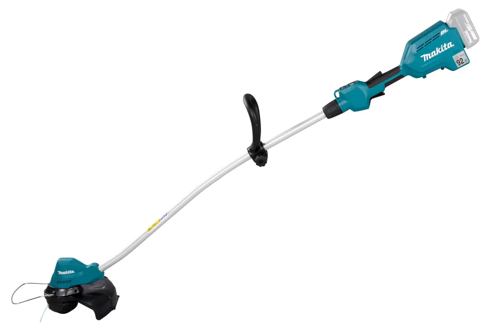 Pildil on näha Makita akutrimmer DUR189Z, millel on sinine ja valge värvitoon.