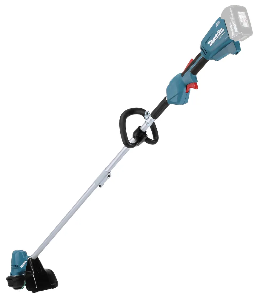 Pildil on Makita akutrimmer DUR192LZ, mida juhib kasutaja käepidemest.