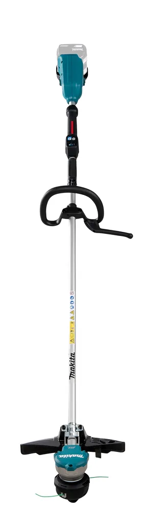 Pildil on Makita akutrimmer DUR368LZ, mis koosneb peamiselt torust, käepidemetest, mootorist ja trimmipeast.