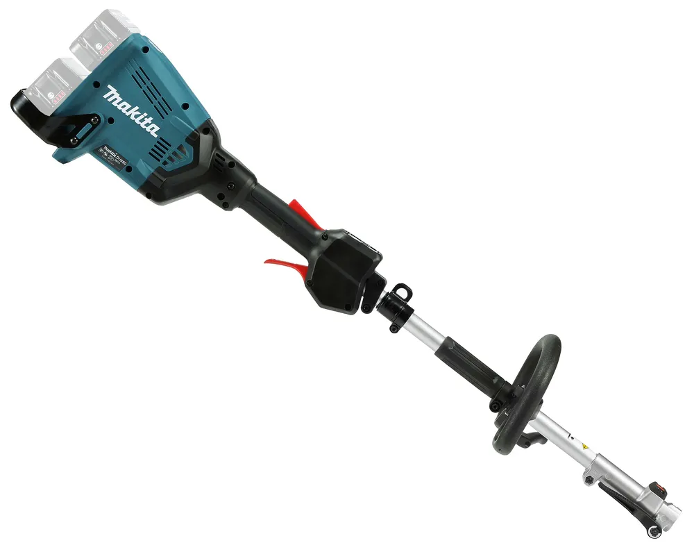 Pildil on Makita vahetatavate tarvikutega akutrimmer DUX60Z.