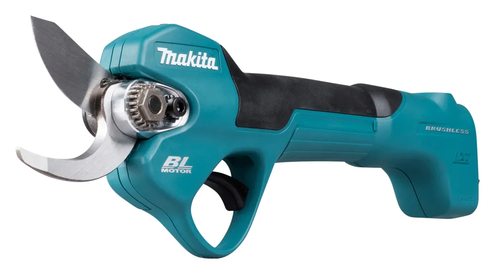 Pildil on Makita akuga oksakäärid DUP180Z, mis on kujutatud valgel taustal.