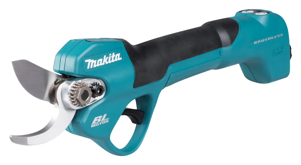 Pildil on Makita akuga oksakäärid DUP180Z, mis on erksinised ja musta käepidemega tööriist.