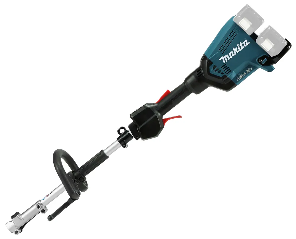 Pildil on Makita 36V akutrimmer DUX60ZM4, millel on kaks akut ja ergonoomiline käepide.
