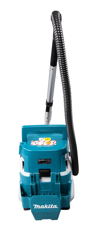 Pildil on Makita akutolmuimeja DVC156LZX1, millel on tähistatud kaubamärk Makita ja toote tüüp.