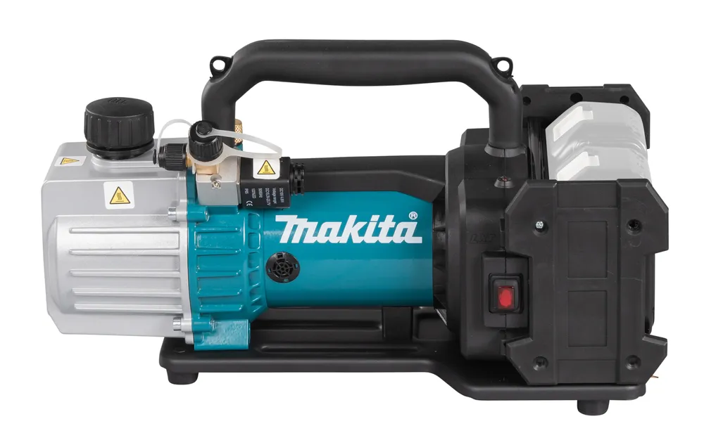 Pildil on Makita akutoitel vaakumpump DVP181ZK, mis on kompaktne ja käepideme disainiga.