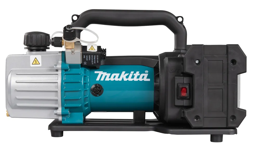 Pildil on Makita akutoitel vaakumpump DVP181ZK, millel on näha oranž käepide ja sinine korpus.