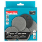 Pildil on Makita lihvvõrkude ja kaitsetalla komplekt 125 mm, mis sisaldab 20 lihvvõrku ja 1 kaitsetalla.