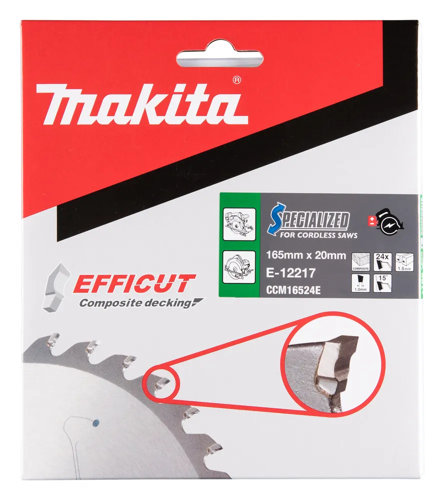 Makita saeketas EFFICUT 165 x 20 x 1,5 mm 24T, komposiitmaterjalile E-12217