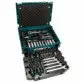 Pildil on avatud Makita E-11542 87-osaline tööriistakomplekt, mis sisaldab erinevaid tööriistu nagu mutrivõtmed...