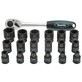 Pildil on Makita löökpadrunite komplekt IMPACT BLACK, mis sisaldab 19 osa, sealhulgas 8-27 mm padrunid ja 1/2" narrevõti.