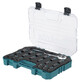 Pildil on näha Makita löökpadrunite komplekt IMPACT BLACK 1/2" koos narrevõtiga.
