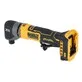 Pildil on näha DeWalt akuotslihvija DCG421N, millel on erekollane ja must disain ning akupesa.