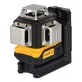 Pildil on näha DeWalt ristlaser, mudel DCLE14361GB, mis on musta ja kollase värvi kombineeringuga seade.