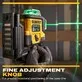 Pildil on näha DeWalt ristlaser DCLE14361GB, millel on peal peenreguleerimisnupp täpseks pöörlemiseks.