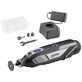 Pildil on Dremel 8240-5 akuuniversaalfrees koos laadija, tarvikute ja hoiukarbiga.