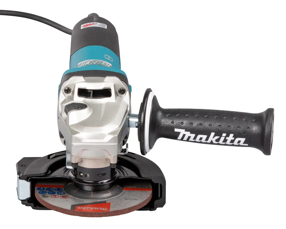 Pildil on Makita nurklihvija GA5091X01 koos abikäepideme ja kettaga.